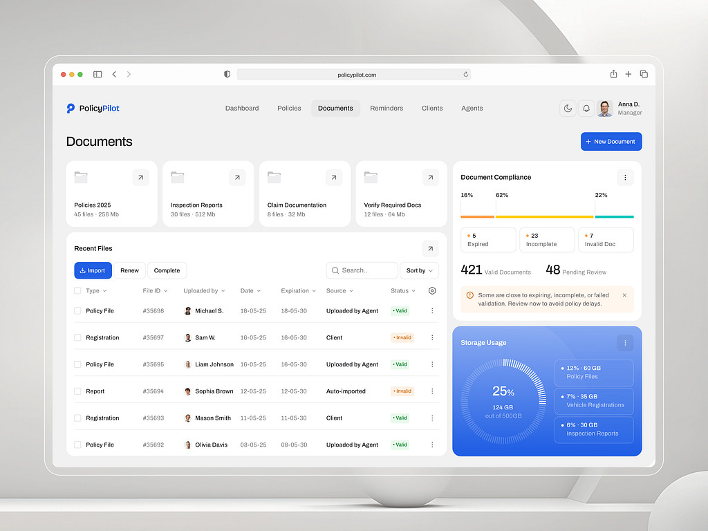 Policy administration platform user interface