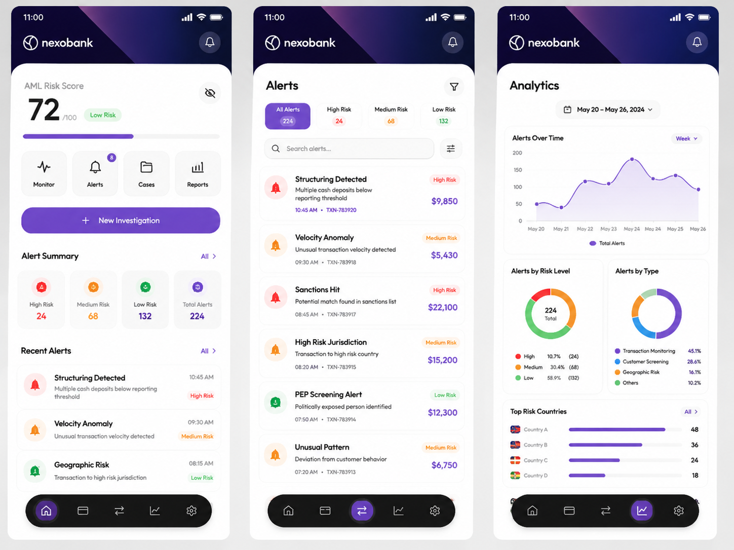 AML transaction-monitoring analytics for a bank