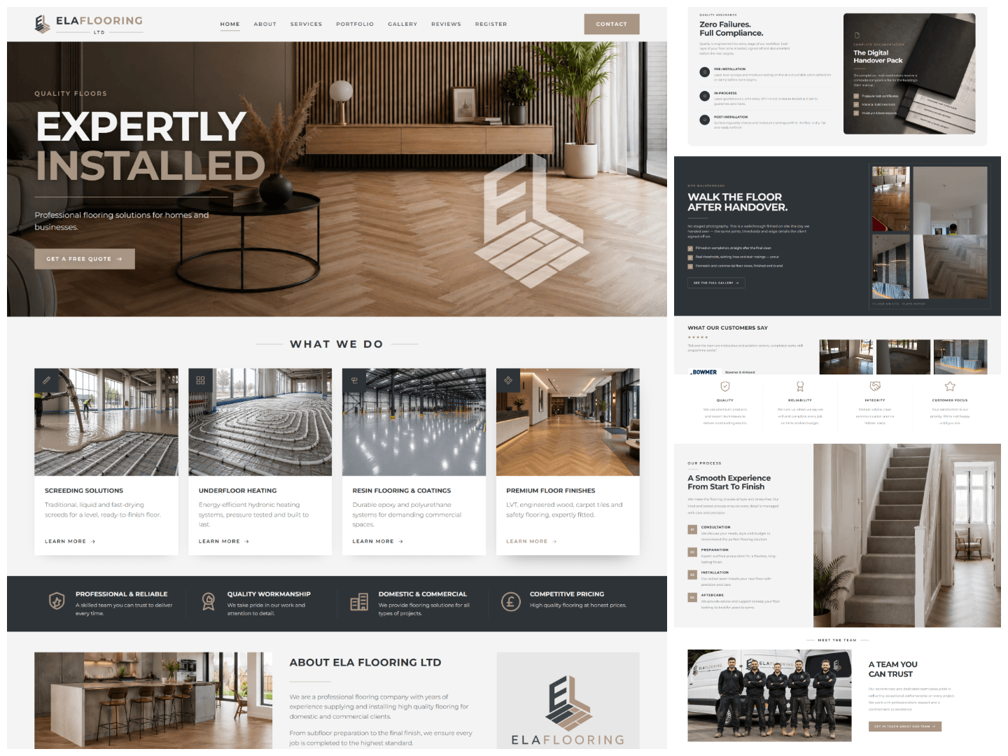 Editorial marketing site for a UK commercial flooring contractor