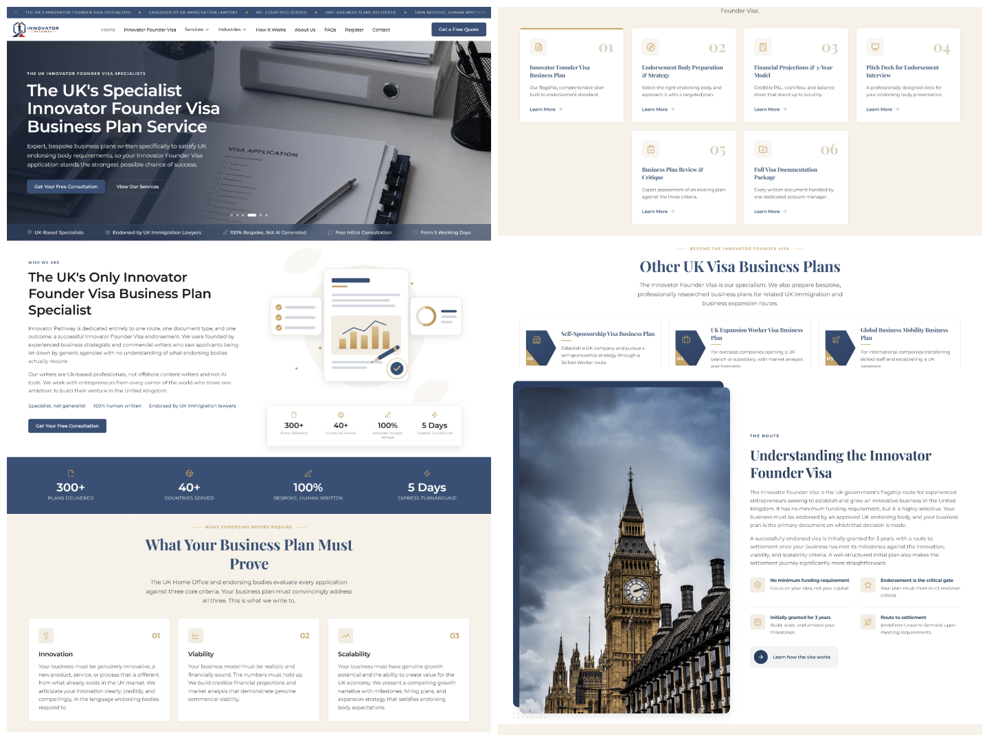 Advisory platform for a UK visa business-plan consultancy