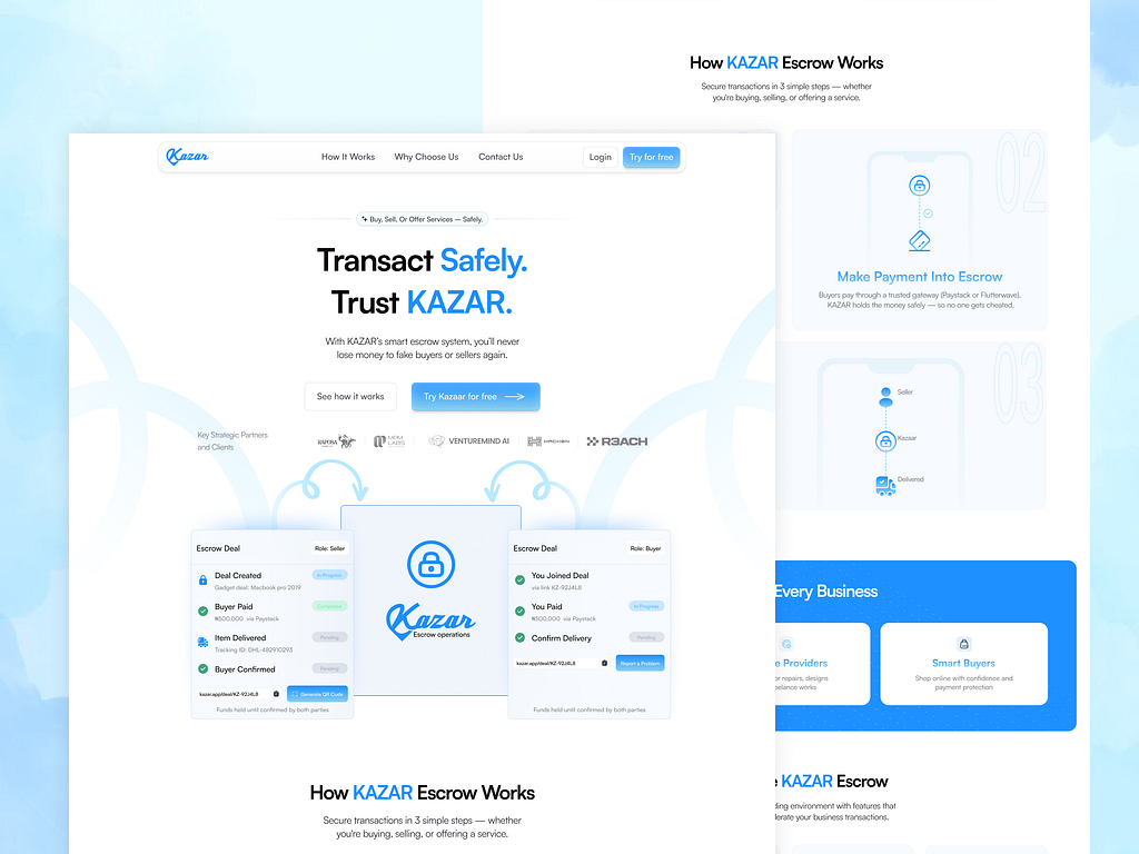 Trustless escrow contracts for a marketplace platform