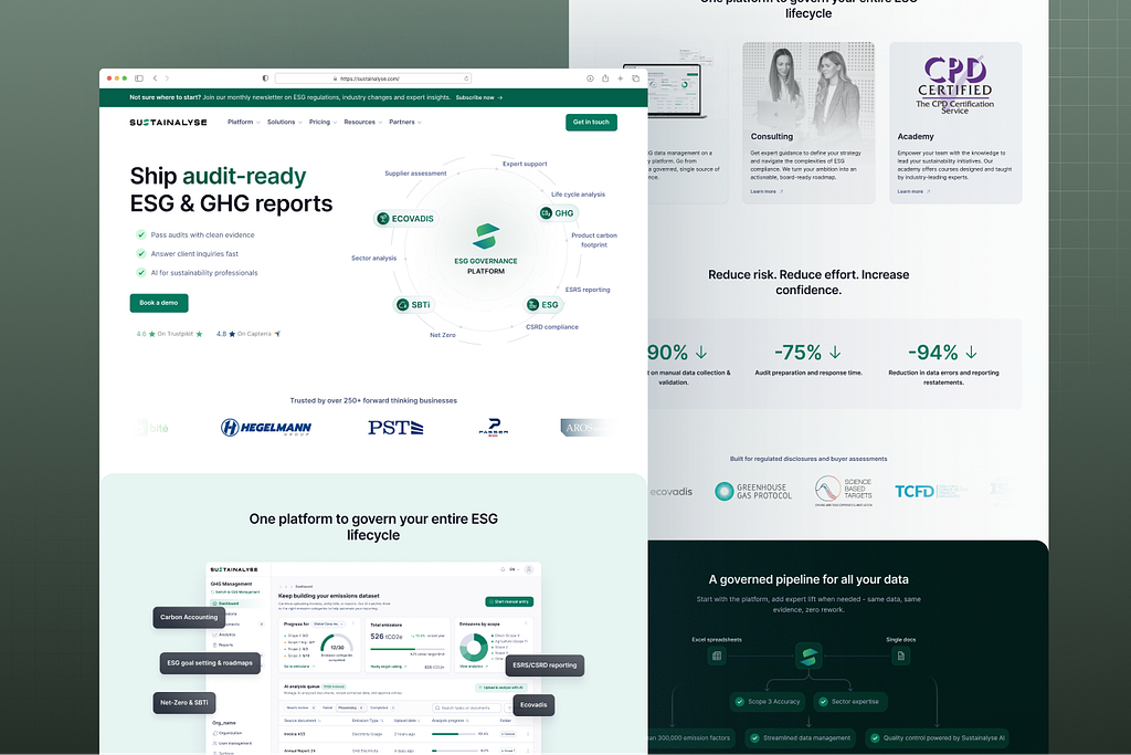 Tokenised carbon credits for an ESG reporting platform